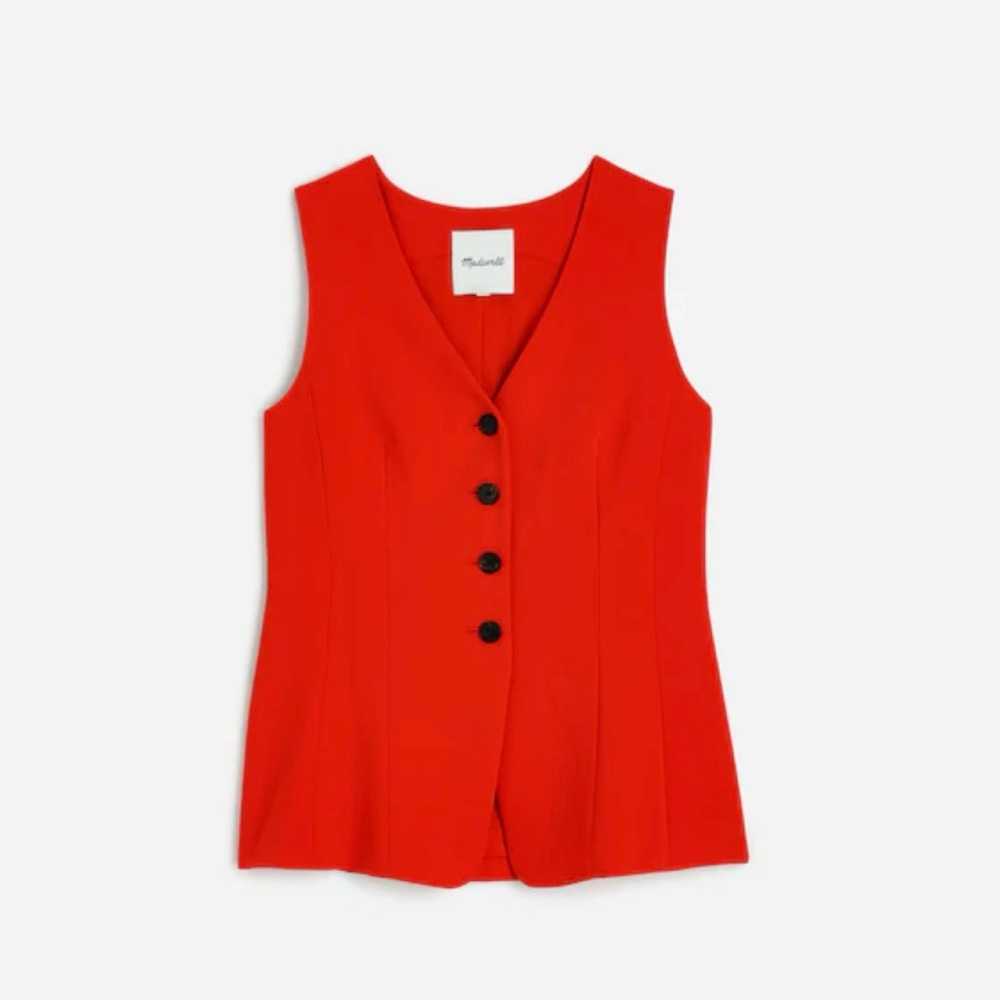 Madewell Red Cutaway Long Vest